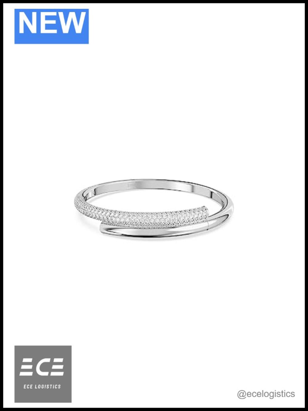 Swarovski Dextera Bangle Bracelet Clear Pavé Rhodium Plated
